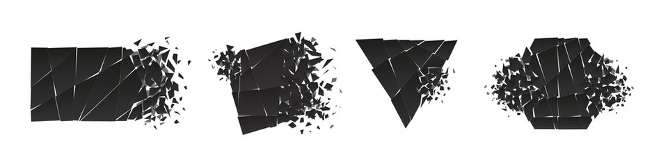Wall Mural - shape shattered and explodes flat style design vector illustration set isolated on white background.