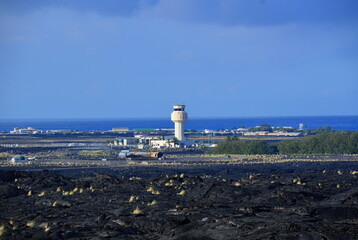 Sticker - Internationaler Flughafen im Lava Feld auf der Insel Big Island, Kona, Hawaii