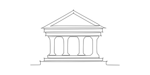 Wall Mural - Corinthian Greek temple on white background - Continuous one line drawing vector illustration