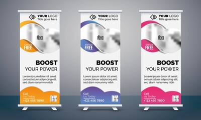 Wall Mural - Fitness Roll up banner design and retractable banner , Business roll up , vector