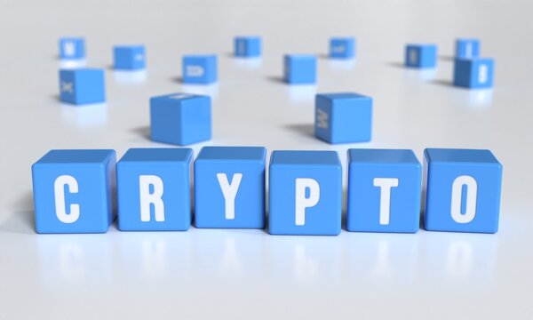 Crypto concept. Cubes with crypto text