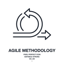 Agile Methodology Arrow Editable Stroke Outline Icon Isolated On White Background Vector Illustration. Pixel Perfect. 64 X 64.