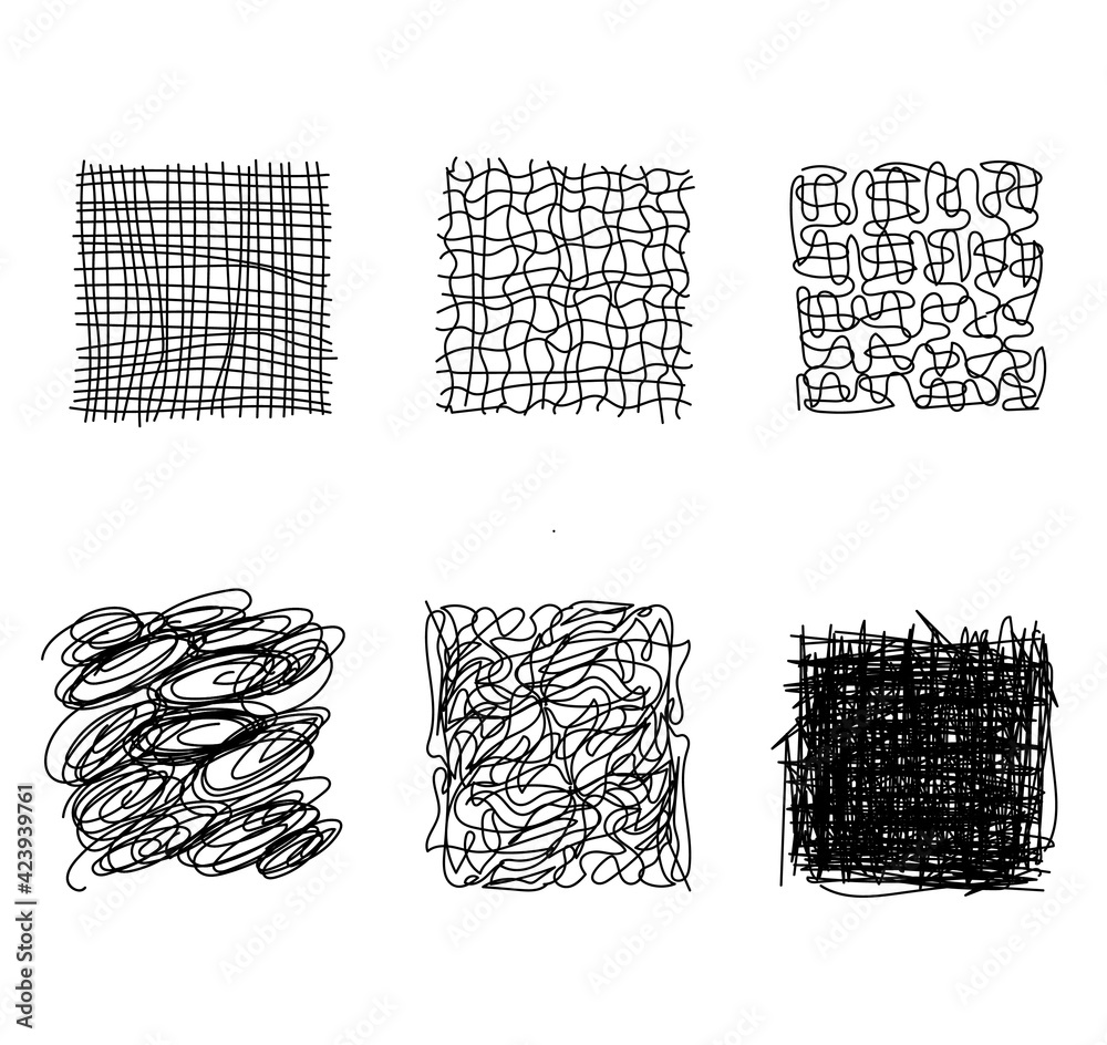 Hand-drawn lines, A set of abstract graphic elements made by hand for ...