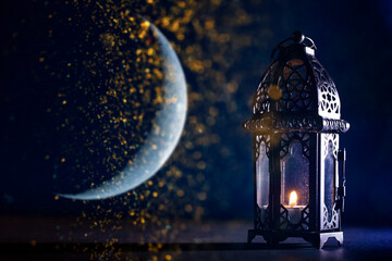 Wall Mural - Ramadan Kareem greeting photo of beautiful Arabic lantern 