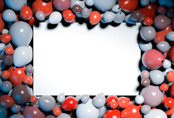 Wall Mural - Lots of balloons and blank banner. High quality 3d illustration