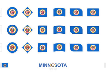 Wall Mural - Minnesota flag set, simple flags of Minnesota with three different effects.