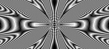 Moire Effect, Geometric Pattern, Psychedelic Wave. Op Art, Optical Illusion. Modern Design, Graphic Texture.