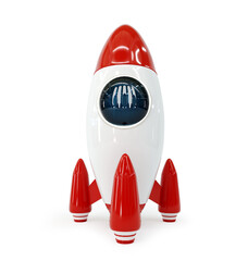 red toy rocket isolated on whte background. 3d rendering