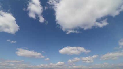 Canvas Print - Blue beautiful sky and white cumulus clouds