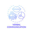 © IMG visuals icons - Verbal communication dark blue gradient concept icon. Conversational skills. Form relationships. Self development idea thin line illustration. Vector isolated outline RGB color drawing