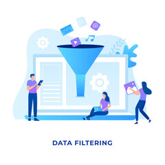 Wall Mural - Data filtering illustration concept. Illustration for websites, landing pages, mobile applications, posters and banners