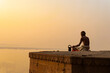 yogi on the banks of the Ganges, India, Varanasi