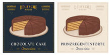 Prinzregententorte Bavarian Chocolate Cake Retro Vintage Illustration