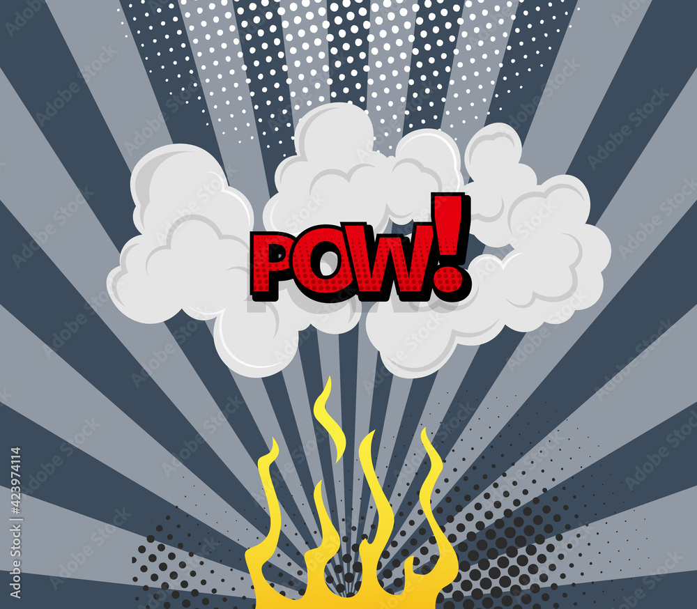 Ilustración de Stock Comic poster wth cartoon explosion frame. Boom ...
