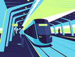 On a station platform. Vector illustration on the subject of train, tram, subway ride
