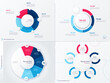 Vector infographic round chart templates. Five options, steps, parts