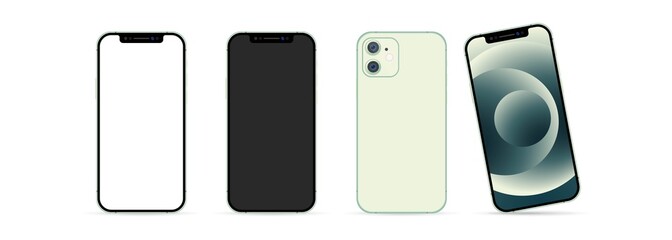 Poster - Realistic smartphone mock up set. Device display template. Vector EPS 10. Isolated on white background