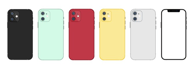 Poster - Realistic phone mock up set. Device template. Vector EPS 10. Isolated on white background
