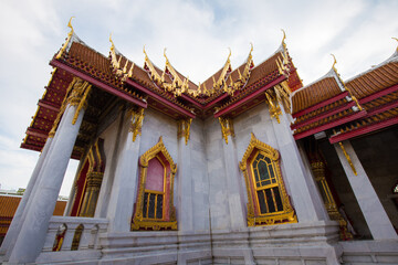 Wat Benchamabophit temple of Marble Temple blue sky with cloud,