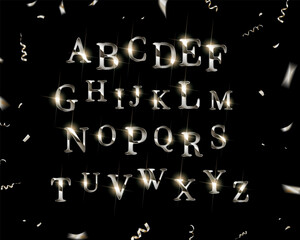 Wall Mural - Silver English alphabet