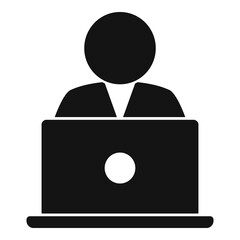 Poster - Broker laptop icon, simple style