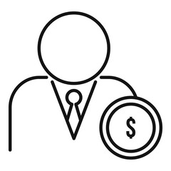 Poster - dollar money broker icon, outline style