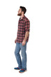 © curto - full portrait of man with plaid shirt and profile view on white background