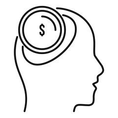 Sticker - Broker money idea icon, outline style