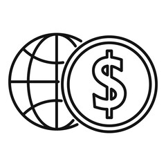 Canvas Print - Global money broker icon, outline style