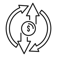 Poster - Broker circle money icon, outline style
