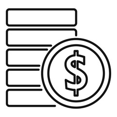 Poster - Broker coins stack icon, outline style