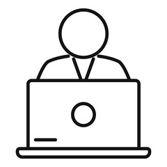 Poster - broker laptop icon, outline style