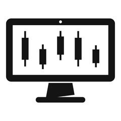 Poster - trade online monitor icon, simple style