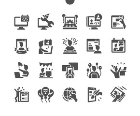 Poster - World Webmasters Day 4 April. Calendar. Web designer. Fourth of April. Holiday. Programming, optimization, computer, webmaster, service, code, developer. Vector Solid Icons. Simple Pictogram