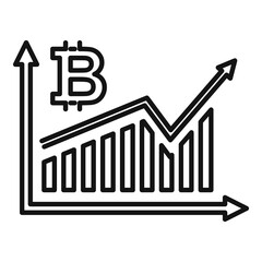 Poster - bitcoin graph chart icon, outline style