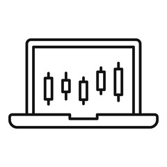 Poster - laptop trader icon, outline style
