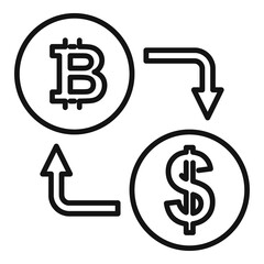 Poster - bitcoin dollar exchange icon, outline style
