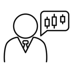 Poster - trader thinking icon, outline style