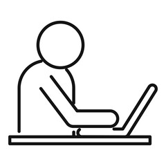 Poster - trader laptop work icon, outline style