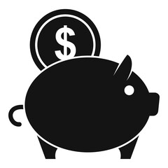 Sticker - Money piggy bank icon, simple style