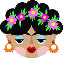 Cute Ilustration Of A Typic  Mexican Girl 