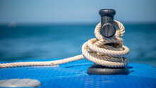 Mooring Rope Tied On Dock Ship