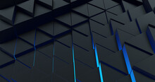 Metallic Triangles And Blue Reflection , Dynamic Style For Business And Corporate Template. 3D Rendering