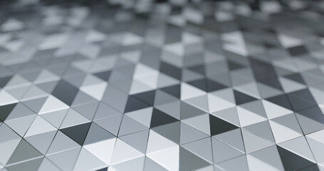 Poster - abstract background of chrome, iron, aluminum and silver metal triangles reflecting lights. element 