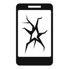 Poster - Cracked smartphone display icon, simple style