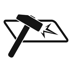 Poster - Hammer crash glass icon, simple style