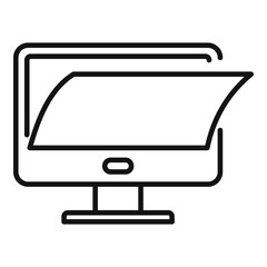 Poster - pc monitor protection icon, outline style