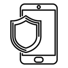 Poster - Protected phone display icon, outline style