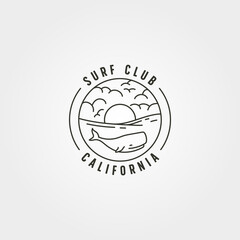 Fototapete - wild wale on sea logo vector symbol illustration design, line art ocean landscape illustration design