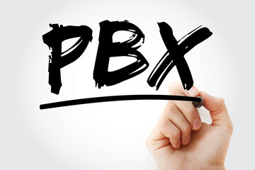 Aufkleber - PBX - Private Branch eXchange acronym with marker, business concept background